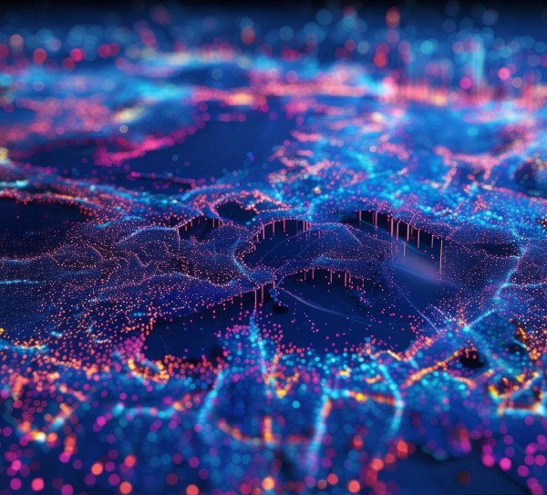 科技动态地图,蓝色背景下的数字世界实时脉动